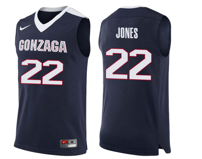 Gonzaga Bulldogs #22 Jeremy Jones Authentic College Basketball Jersey Navy