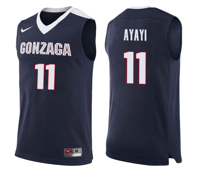 Gonzaga Bulldogs #11 Joel Ayayi Replica College Basketball Jersey Navy