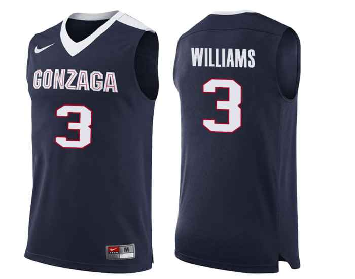 Gonzaga Bulldogs #3 Johnathan Williams Authentic College Basketball Jersey Navy