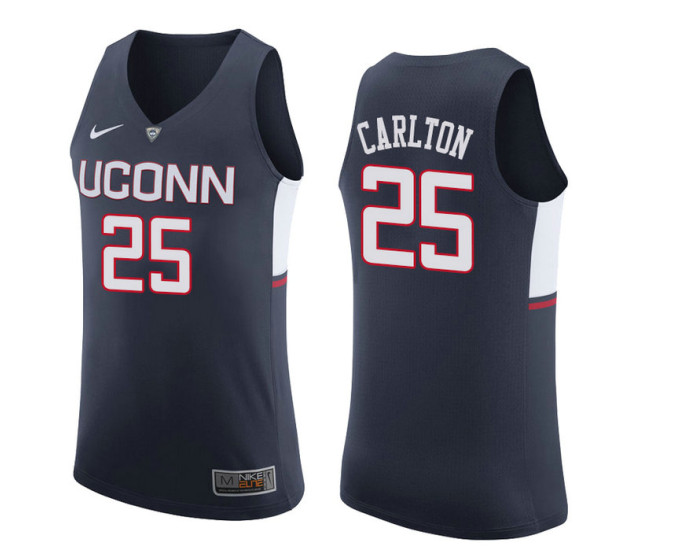 Uconn Huskies #25 Josh Carlton Authentic College Basketball Jersey Navy