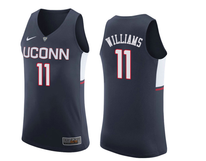 Uconn Huskies #11 Kwintin Williams Replica College Basketball Jersey Navy