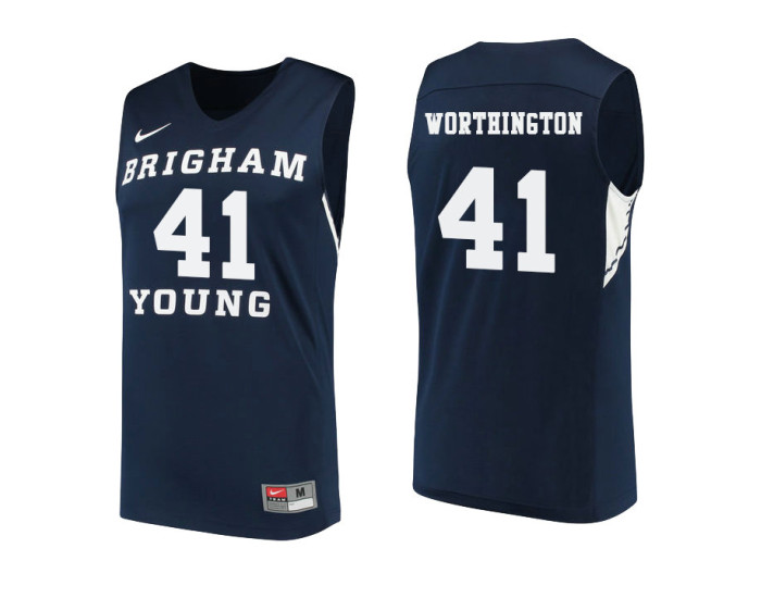 Youth BYU Cougars #41 Luke Worthington Authentic College Basketball Jersey Navy
