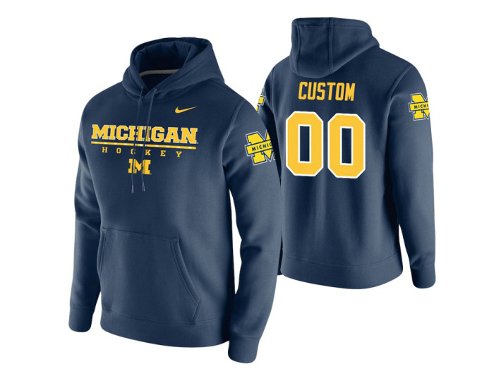 Michigan Wolverines #00 Custom Men's Navy College Basketball Hoodie