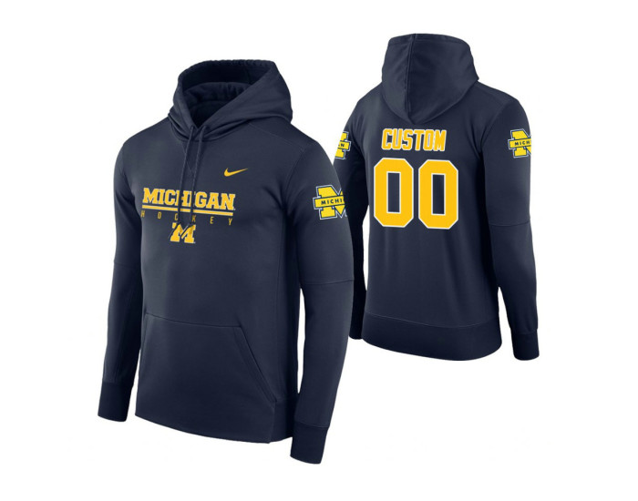 Michigan Wolverines #00 Custom Men's Navy College Basketball Hoodie