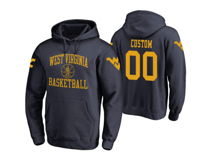 West Virginia Mountaineers #00 Custom Men's Navy College Basketball Hoodie