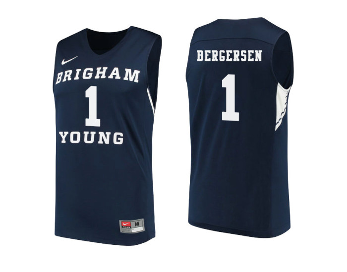 Youth BYU Cougars #1 Rylan Bergersen Authentic College Basketball Jersey Navy