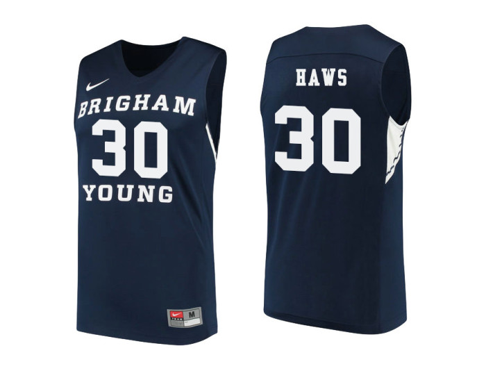 BYU Cougars #30 TJ Haws Replica College Basketball Jersey Navy