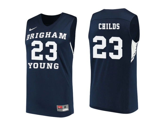 BYU Cougars #23 Yoeli Childs Authentic College Basketball Jersey Navy