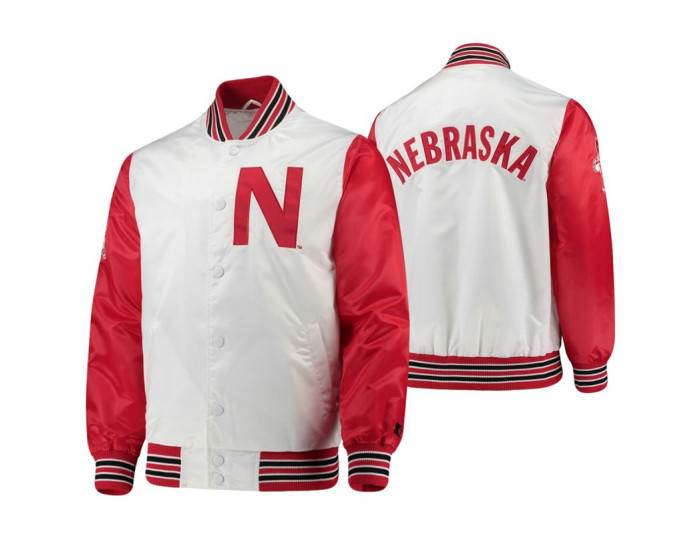 Nebraska Cornhuskers White Scarlet The Legend Full-Snap Jacket