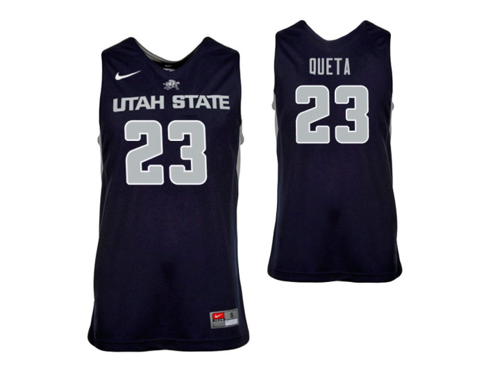 Youth Utah State Aggies Neemias Queta Authentic College Basketball Jersey Navy Blue