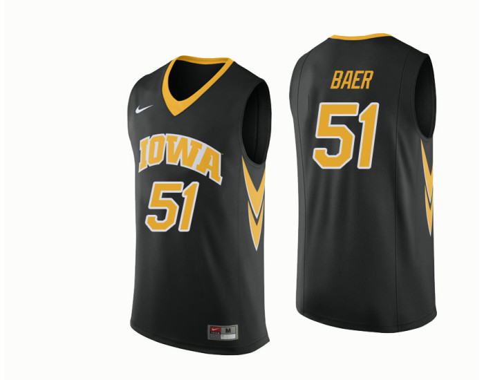 Iowa Hawkeyes #51 Nicholas Baer Authentic College Basketball Jersey Black