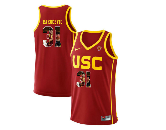 USC Trojans #31 Nick Rakocevic Authentic College Basketball Jersey Red