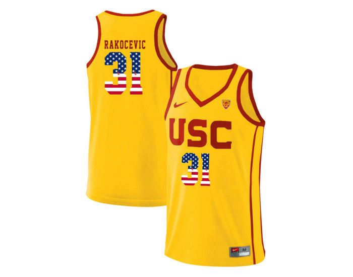 Youth USC Trojans #31 Nick Rakocevic Replica College Basketball Jersey Yellow