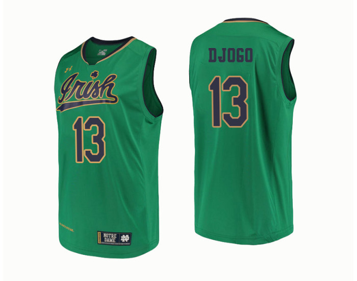 Notre Dame Fighting Irish #13 Nikola Djogo Replica College Basketball Jersey Green