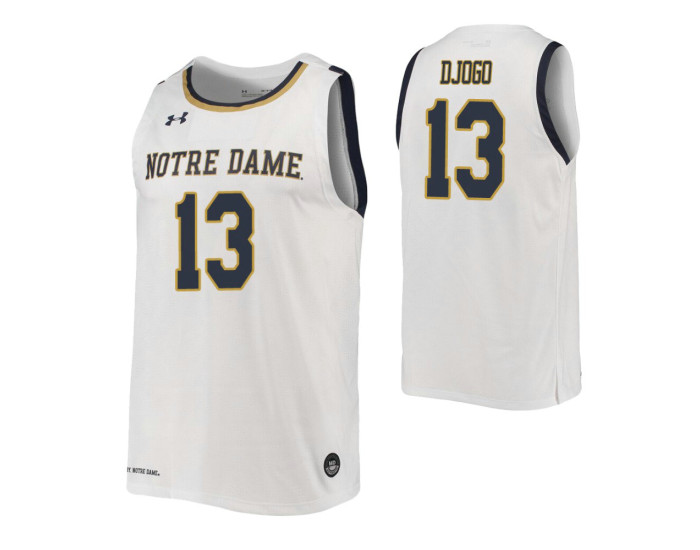 Nikola Djogo Authentic College Basketball Jersey White Notre Dame Fighting Irish