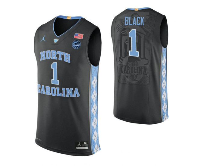 Youth North Carolina Tar Heels #1 Leaky Black Black Replica College Basketball Jersey
