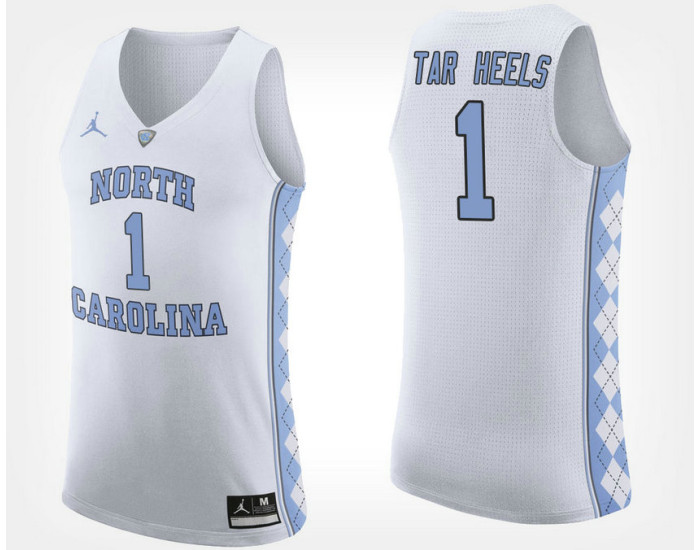North Carolina Tar Heels NO. 1 White Road Authentic College Basketball Jersey