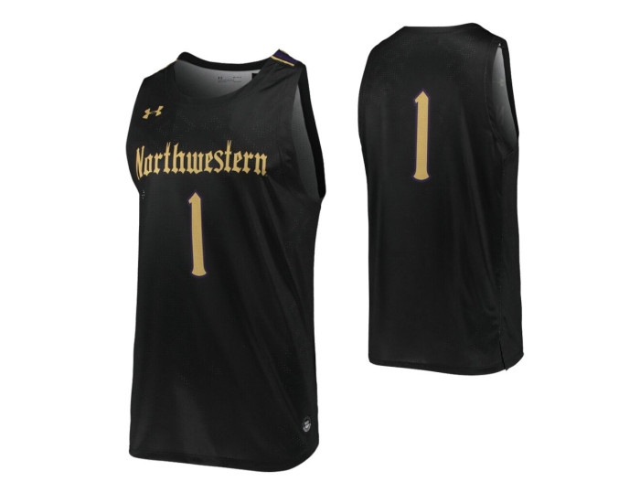 Northwestern Wildcats #1 Authentic College Basketball Jersey Black
