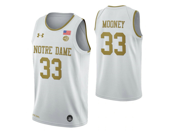 Notre Dame Fighting Irish #33 John Mooney White Replica College Basketball Jersey