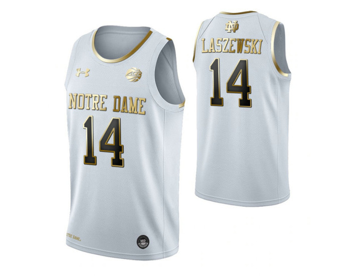 Youth Nate Laszewski Notre Dame Fighting Irish White Golden Edition Replica College Basketball Jersey