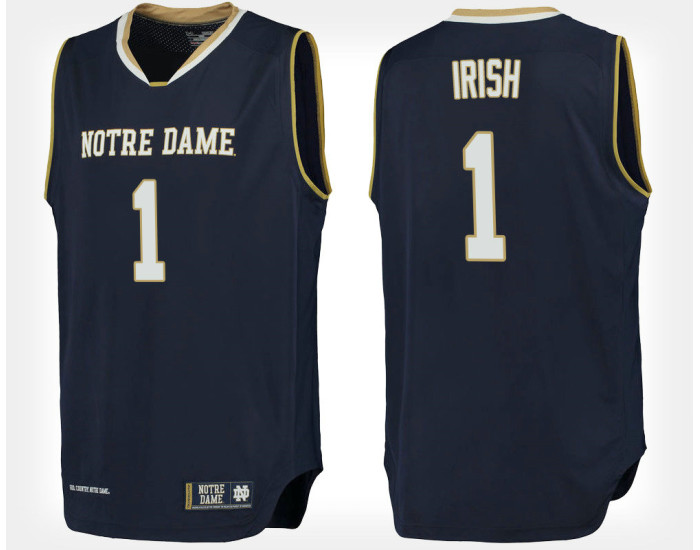 Notre Dame Fighting Irish #1 Navy Authentic College Basketball Jersey
