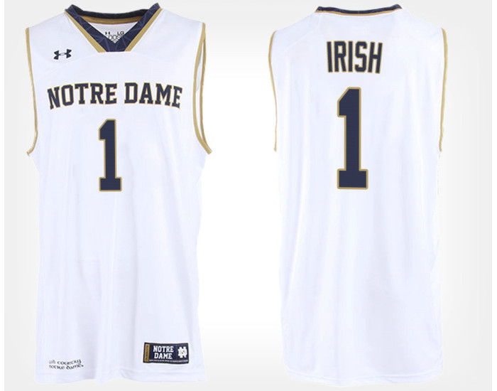 Notre Dame Fighting Irish #1 White Authentic College Basketball Jersey