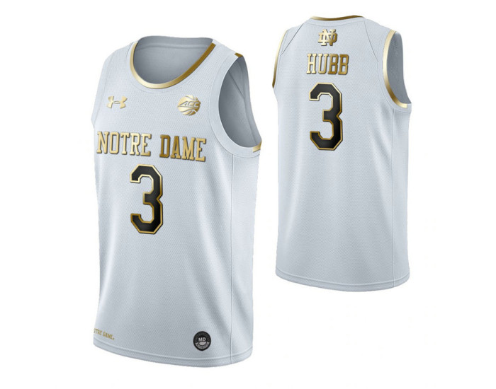 Notre Dame Fighting Irish #3 Prentiss Hubb White Authentic College Basketball Jersey