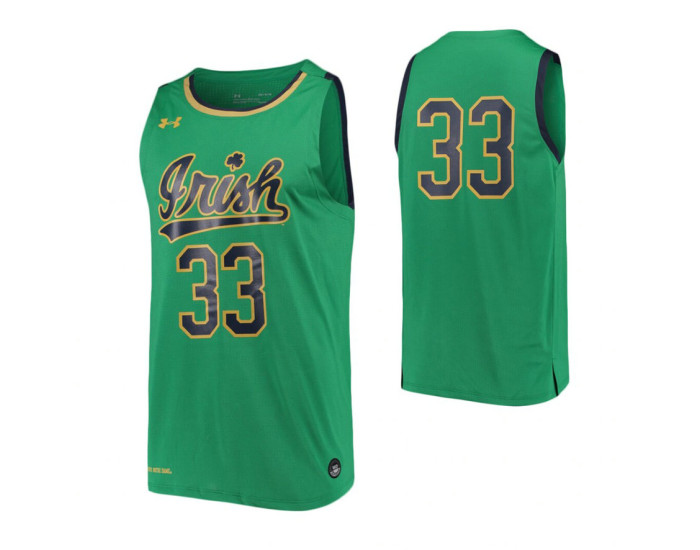 Youth Notre Dame Fighting Irish #33 Authentic College Basketball Jersey Kelly Green
