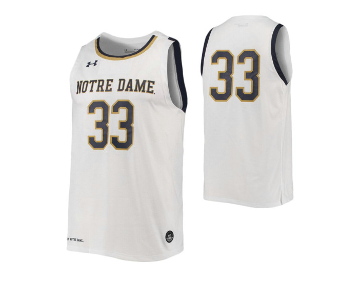Notre Dame Fighting Irish #33 Authentic College Basketball Jersey White