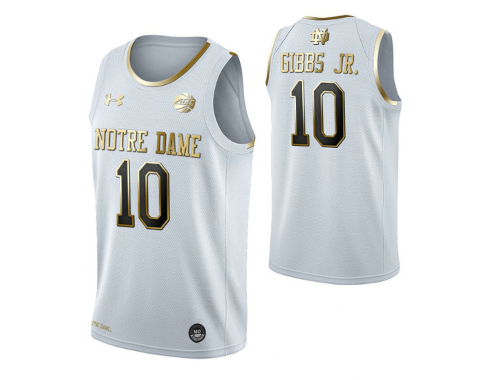 Youth TJ Gibbs Jr. Notre Dame Fighting Irish White Golden Edition Replica College Basketball Jersey