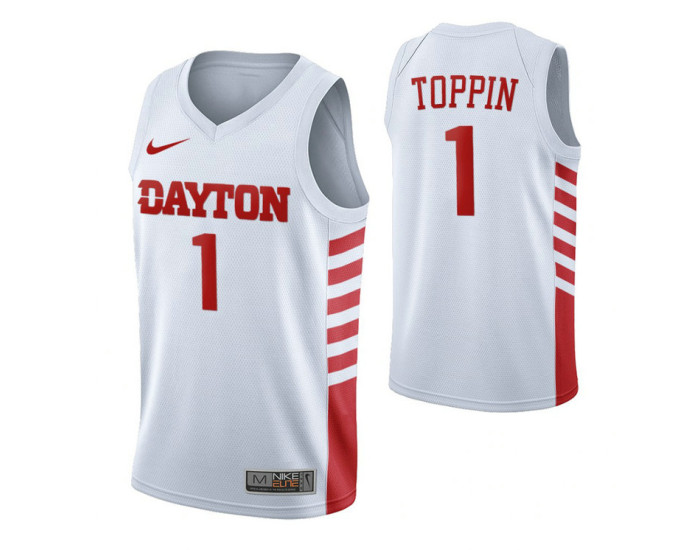 Dayton Flyers #1 Obi Toppin White Authentic College Basketball Jersey