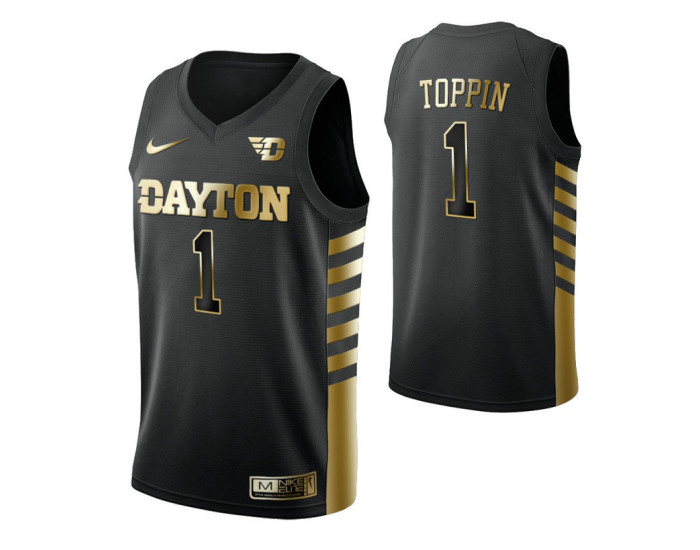 Dayton Flyers #1 Obi Toppin Black Replica College Basketball Jersey