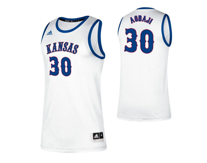 Kansas Jayhawks #30 Ochai Agbaji White Authentic College Basketball Jersey