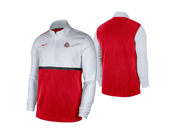 Ohio State Buckeyes White Scarlet Color Block Quarter-Zip Jacket