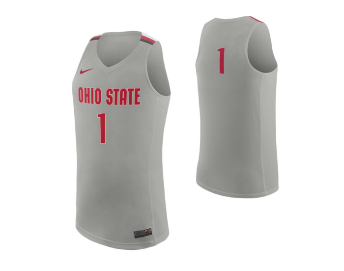 Ohio State Buckeyes #1 Authentic College Basketball Jersey Gray
