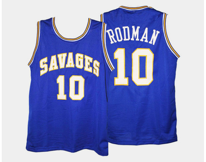 Oklahoma Savage Storm #10 Dennis Rodman Blue Road Replica College Basketball Jersey