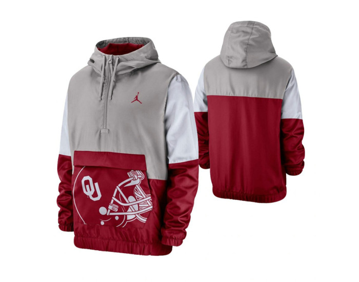 Oklahoma Sooners Gray Colorblock Anorak Quarter-Zip Jacket