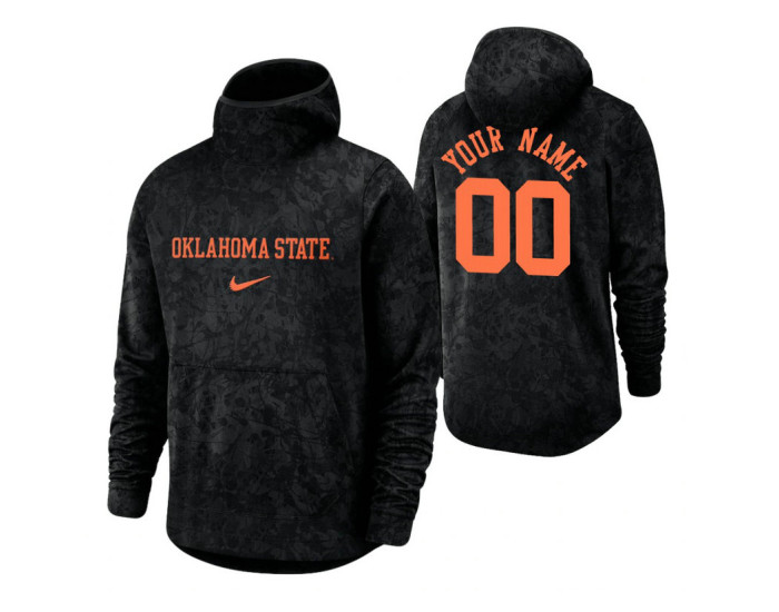 Oklahoma State Cowboys Custom Black Basketball Spotlight Pullover Hoodie