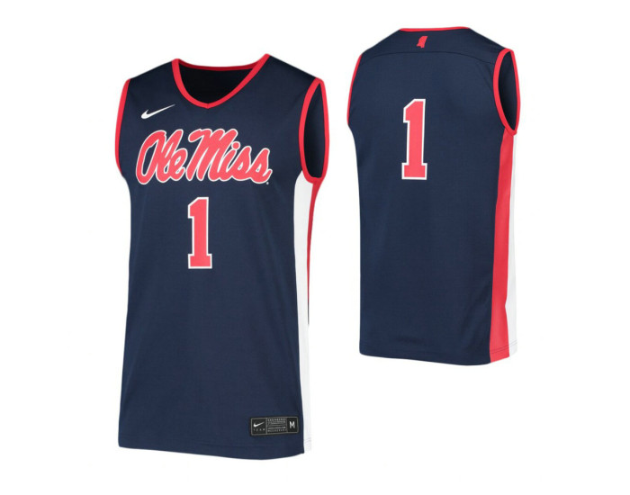 Ole Miss Rebels #1 Authentic College Basketball Jersey Navy
