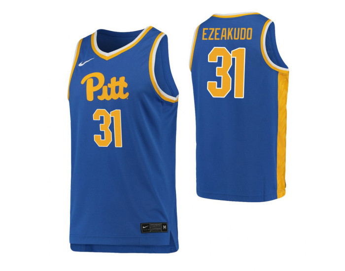 Youth Onyebuchi Ezeakudo Replica College Basketball Jersey Royal Pittsburgh Panthers