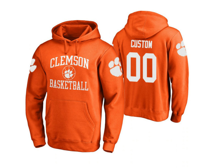 Clemson Tigers #00 Custom Men's Orange College Basketball Hoodie