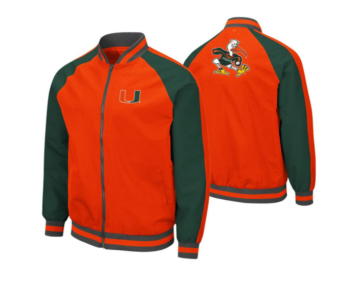 Miami Hurricanes Orange Kent Full-Zip Bomber Jacket