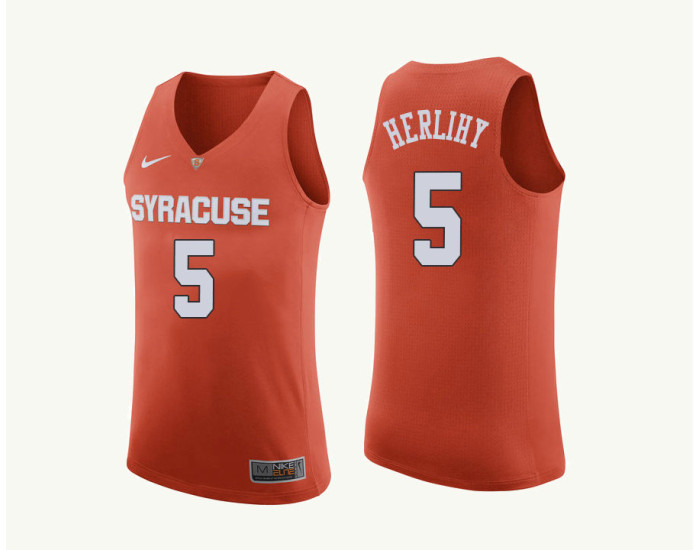 Syracuse Orange #5 Patrick Herlihy Authentic College Basketball Jersey Orange