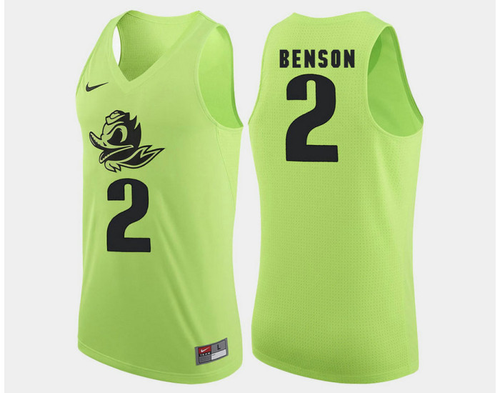 Oregon Ducks #2 Casey Benson Apple Green Alternate Authentic College Basketball Jersey