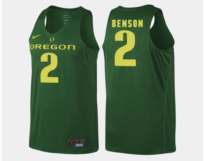 Oregon Ducks #2 Casey Benson Green Road Replica College Basketball Jersey