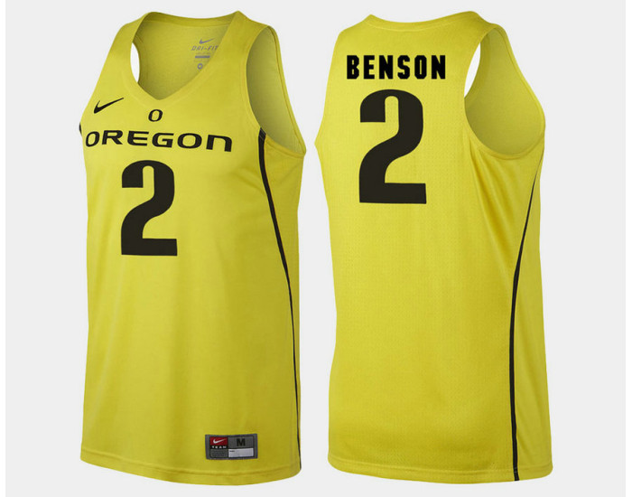 Youth Oregon Ducks #2 Casey Benson Yellow Alternate Replica College Basketball Jersey