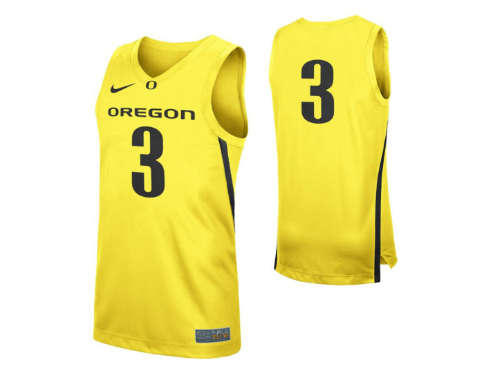 Oregon Ducks #3 Authentic College Basketball Jersey Yellow