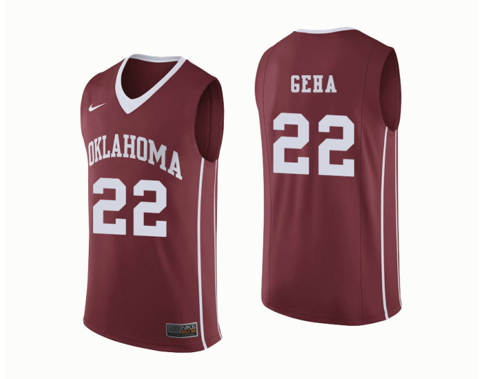Youth Oklahoma Sooners #22 Patrick Geha Replica College Basketball Jersey Crimson