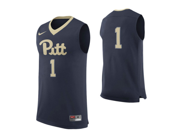 Pitt Panthers #1 Basketball Authentic College Basketball Jersey Navy