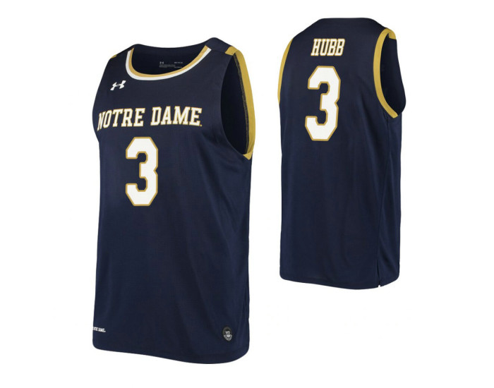 Notre Dame Fighting Irish #3 Prentiss Hubb Navy Authentic College Basketball Jersey